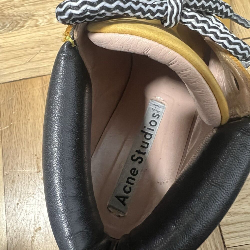 Acne Studios Boots Womens 37 Nubuck Suede‎ Leather Yellow Platform Chunky Bootie - Picture 7 of 9